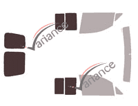 Schablone Verglasung - Kit 3/4 hinten - Volkswagen Caddy (3) 5/6-türiges Transporter (2004 - 2016)