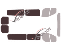 Plantilla de acristalamiento - Kit 3/4 trasero - Ford Tourneo (1) Custom LONG 5 puertas (desde 2014)